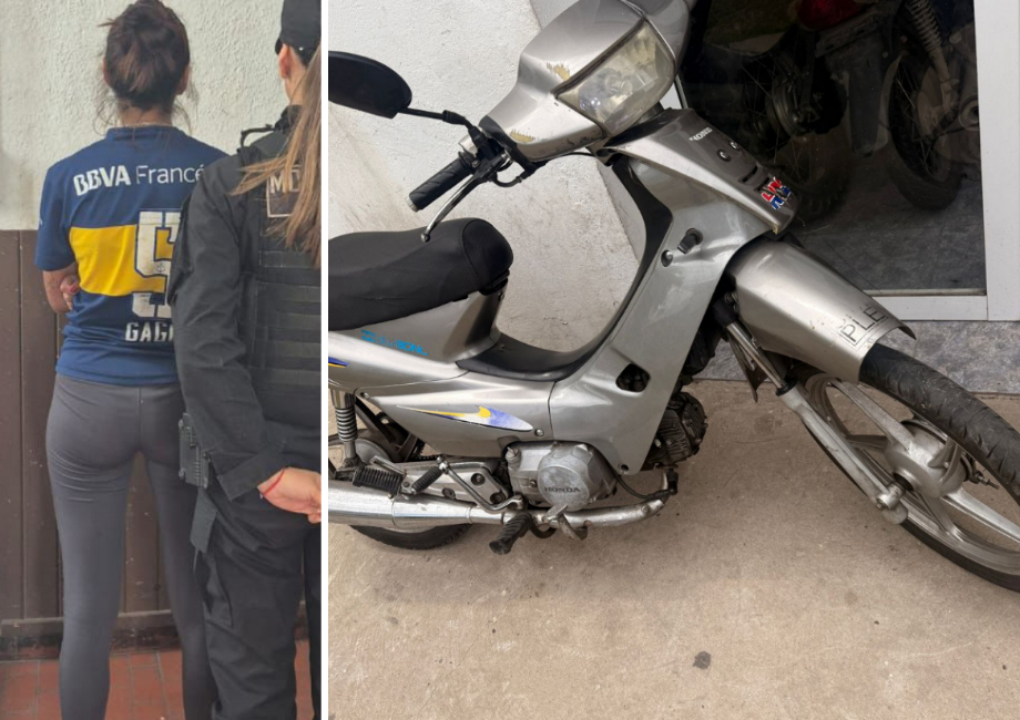 Circulaba en una moto robada y fue detenida