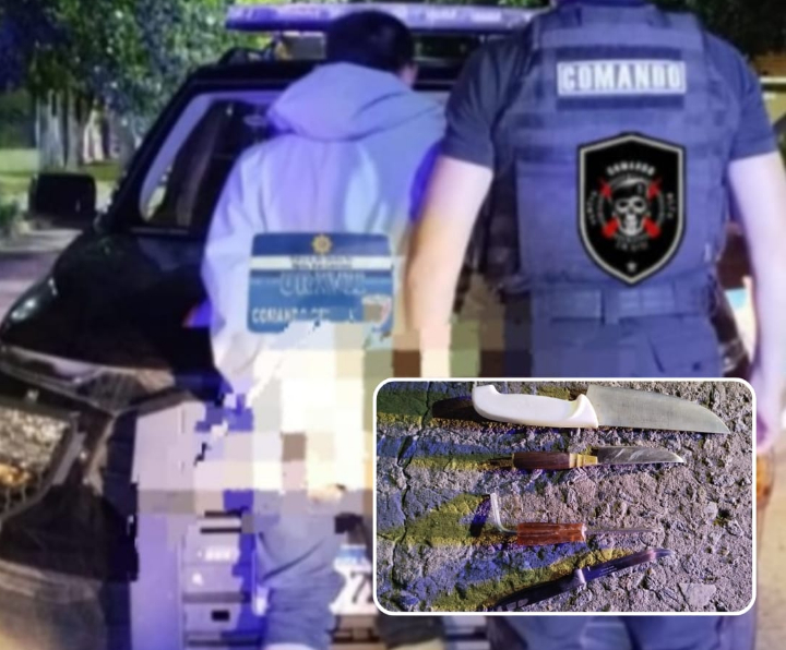 Tras una persecución, un joven fue detenido en San Lorenzo con un arsenal de armas blancas