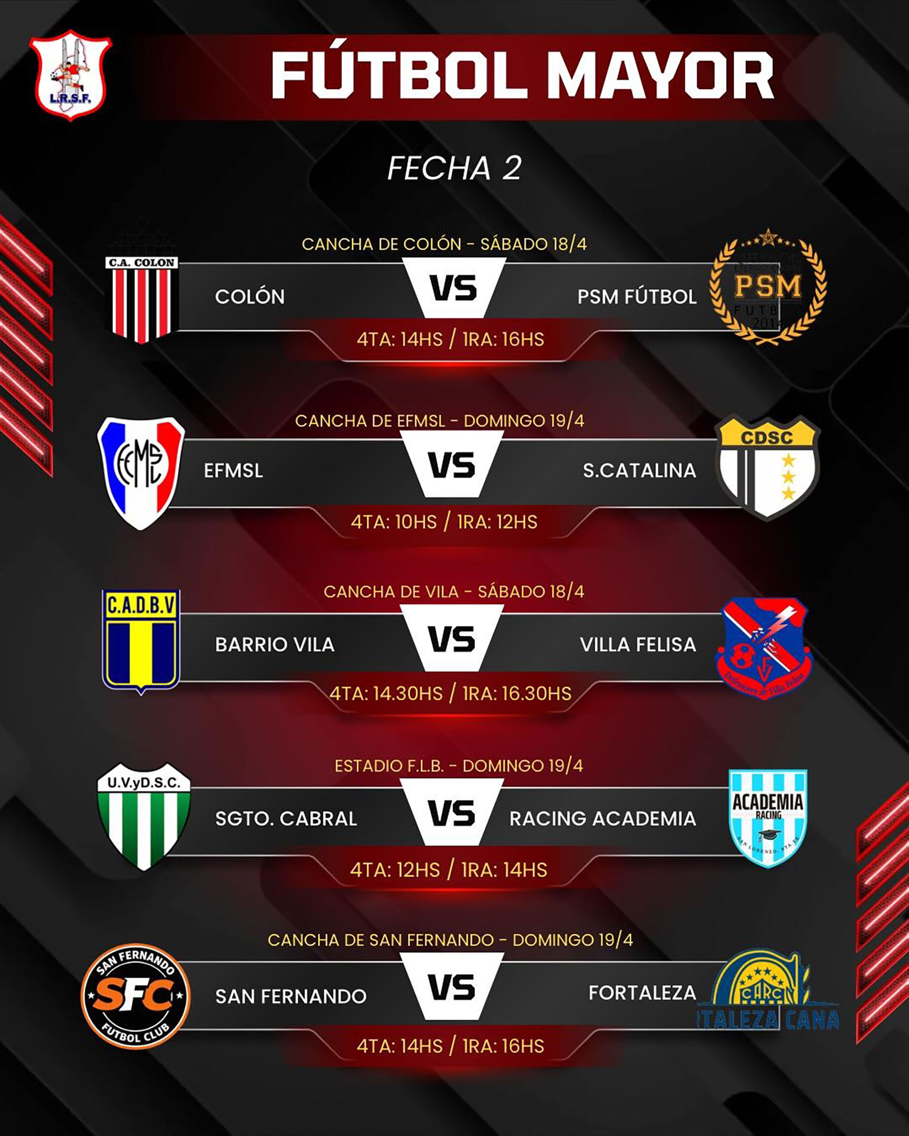 Todo listo para la segunda fecha de la Liga Sanlorencina