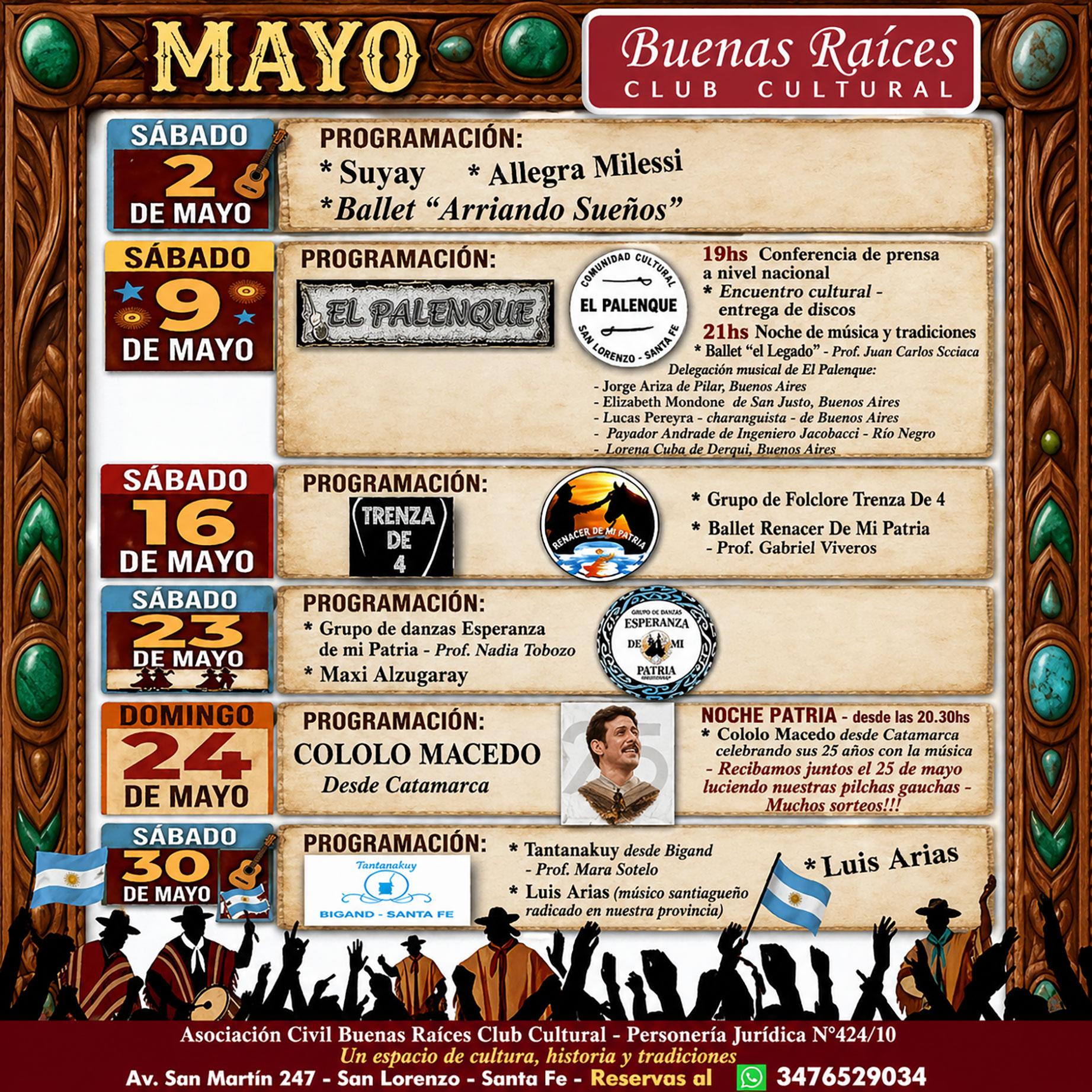 Buenas Raíces Club Cultural presenta su programación “Mayo Patrio” con música, danza y tradición