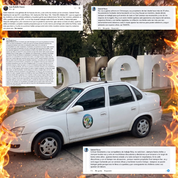 Tensión en San Lorenzo: La interna de los taxistas estalló en redes por el aumento de tarifas
