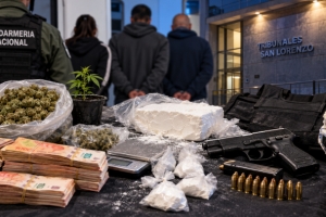 Cocaína, marihuana, casi $1,5 millones y una pistola: terminó con tres condenas un juicio en San Lorenzo